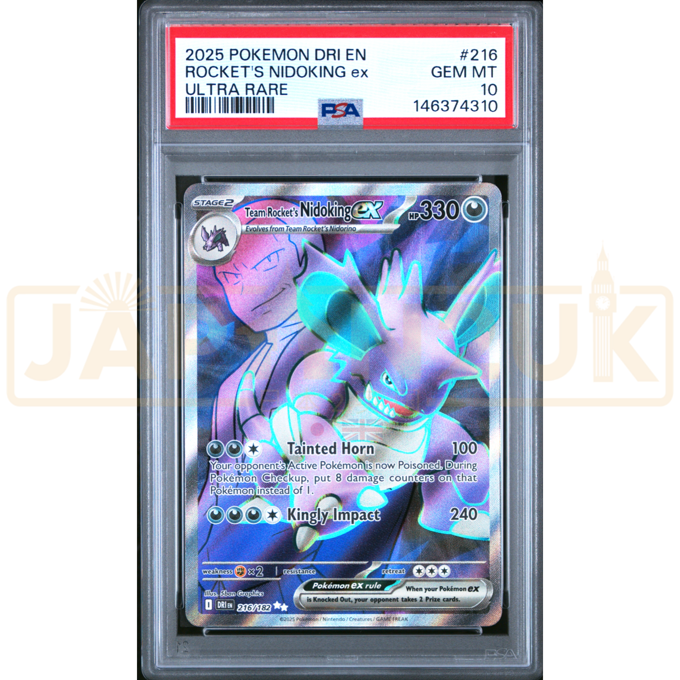 Pokemon Team Rocket's Nidoking ex Destined Rivals DRI EN 216/182 English Graded Card PSA 10 #146374310