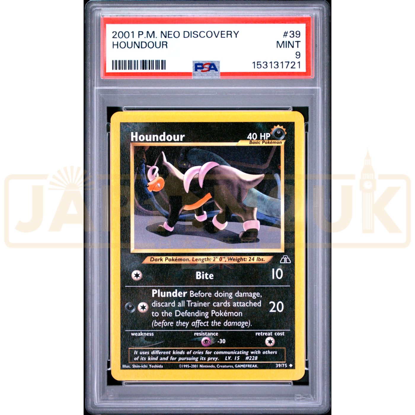 Pokemon Houndour Neo Discovery 39/75 English Graded Card PSA 9 #153131721
