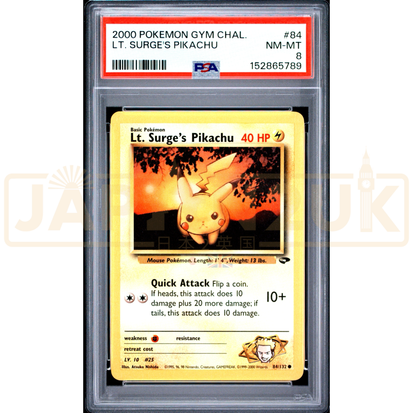 Pokemon Lt. Surge's Pikachu Gym Challenge 84/132 English Graded Card PSA 8 #152865789