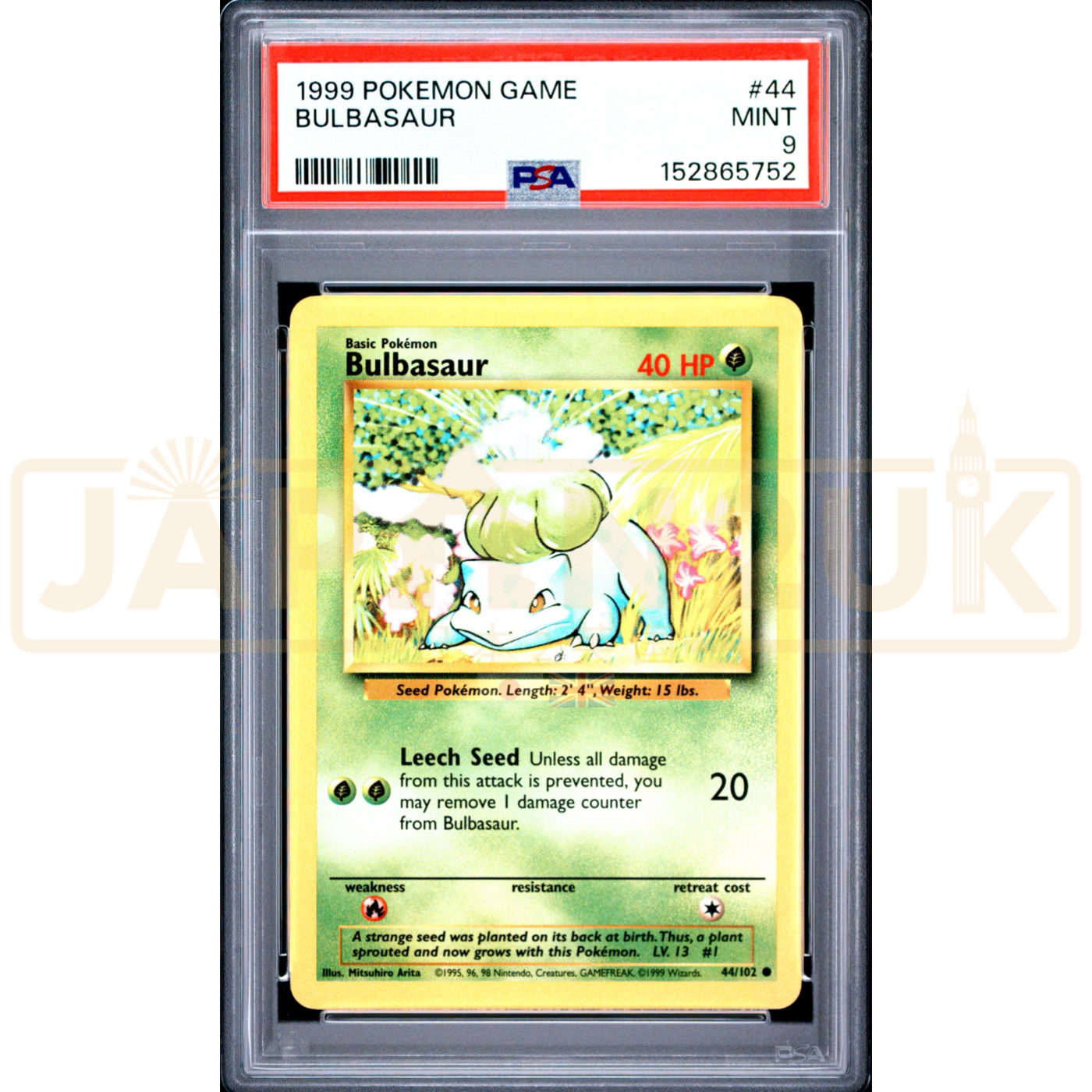 Pokemon Bulbasaur Base Set 44/102 English Graded Card PSA 7 #152865752