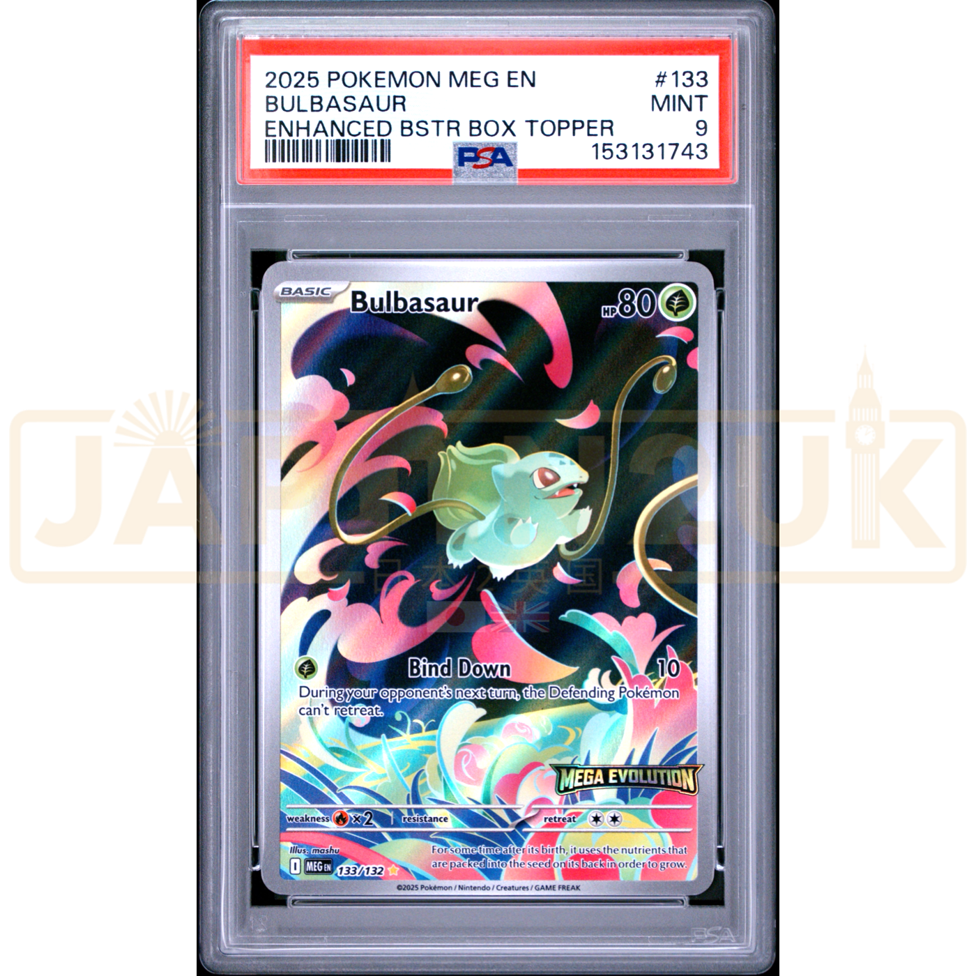 Pokemon Bulbasaur Holo Mega Evolutions Box Topper English MEG EN 133/132 English Graded Card PSA 9 #153131743