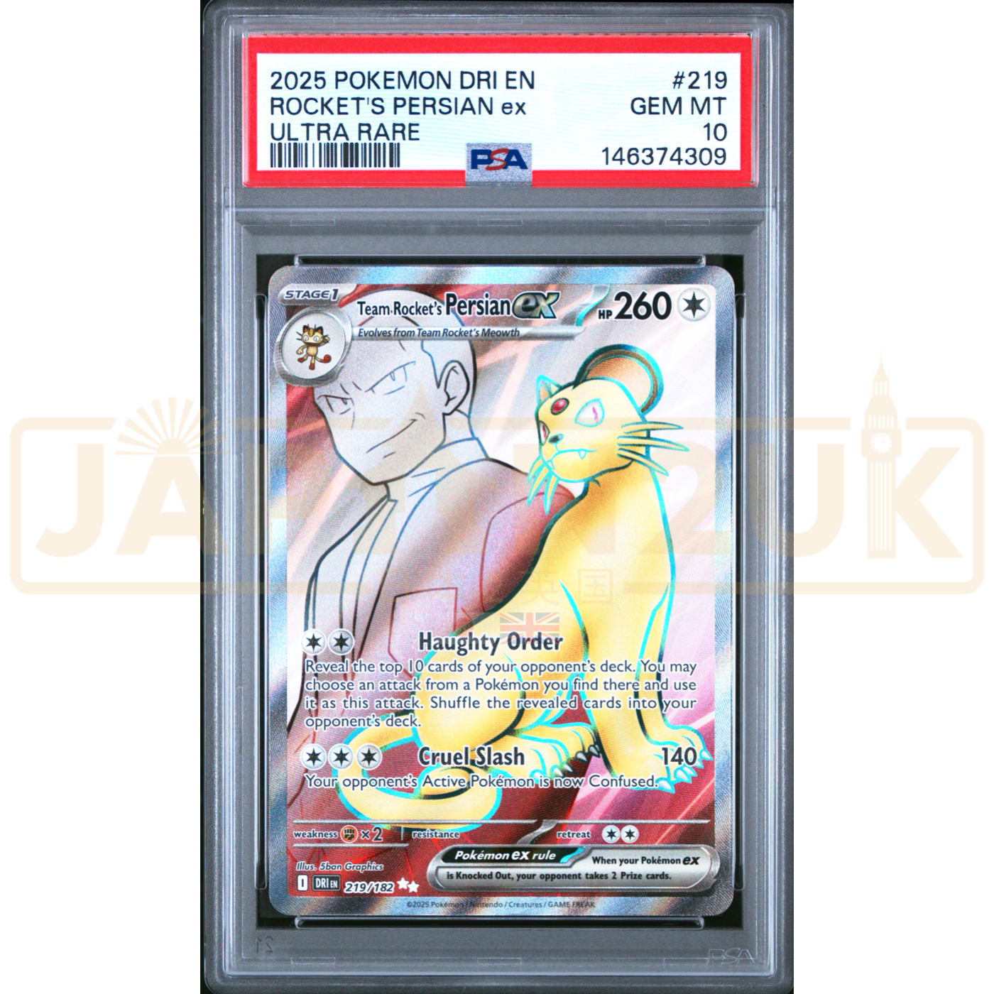 Pokemon Team Rocket's Persian ex Destined Rivals DRI EN 219/182 English Graded Card PSA 10 #146374309