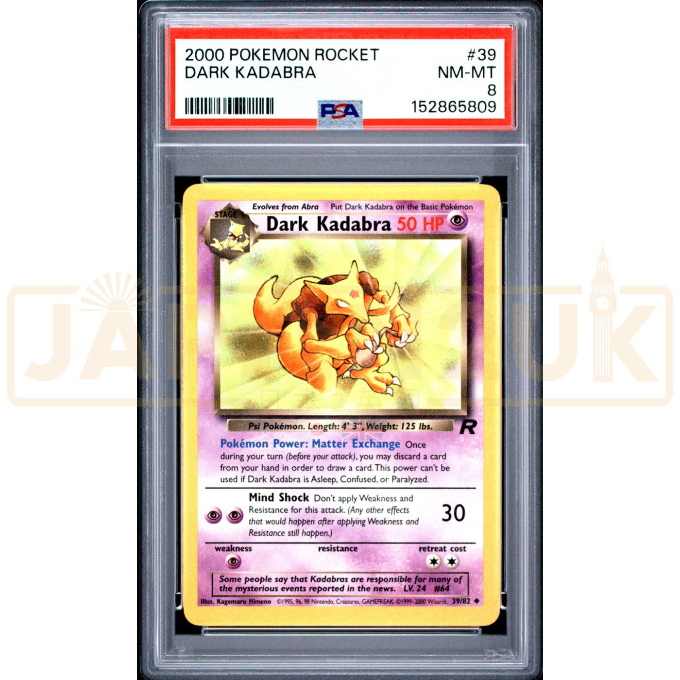 Pokemon Dark Kadabra Team Rocket 39/82 English Graded Card PSA 8 #152865809