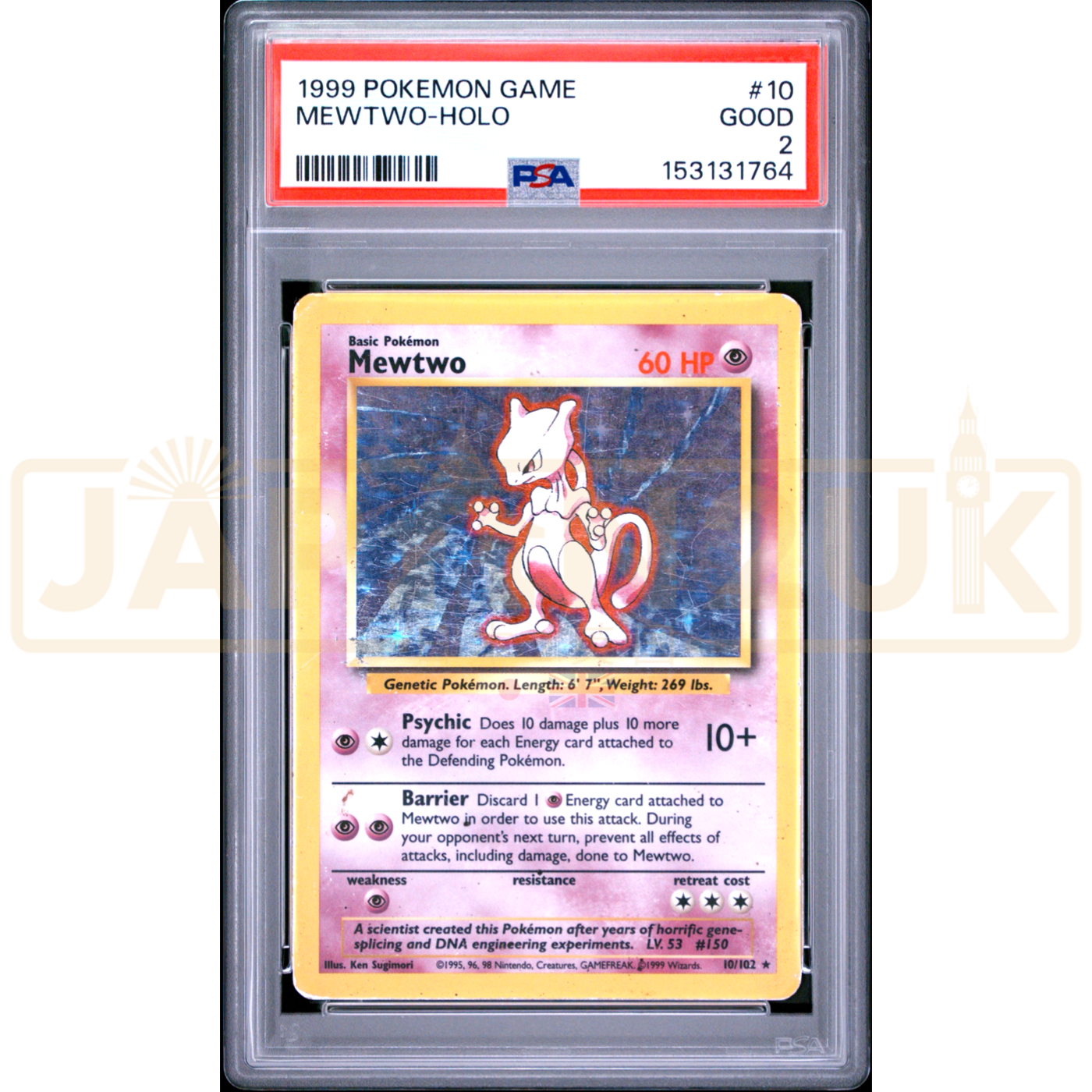 Pokemon Mewtwo Holo Base Set 10/102 English Graded Card PSA 2 #153131764