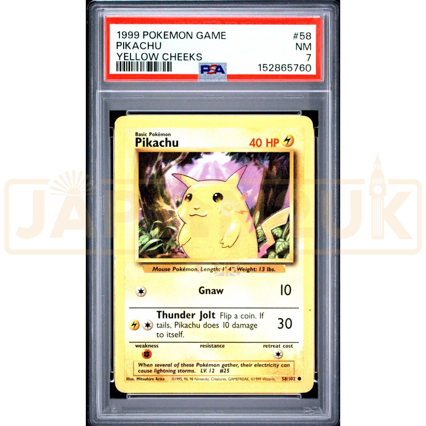 Pokemon Pikachu Base Set 58/102 English Graded Card PSA 7 #152865760