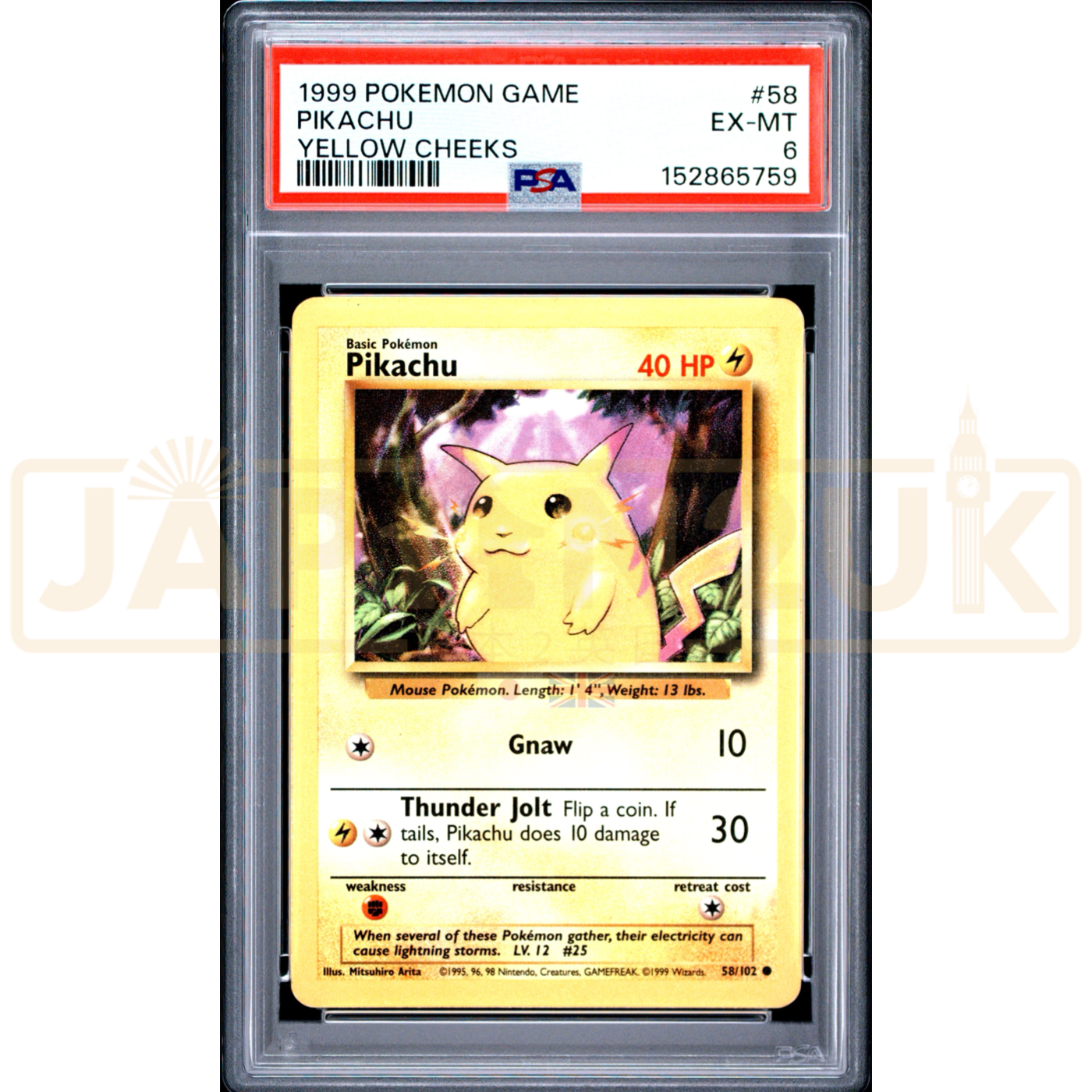 Pokemon Pikachu Base Set 58/102 English Graded Card PSA 6 #152865759