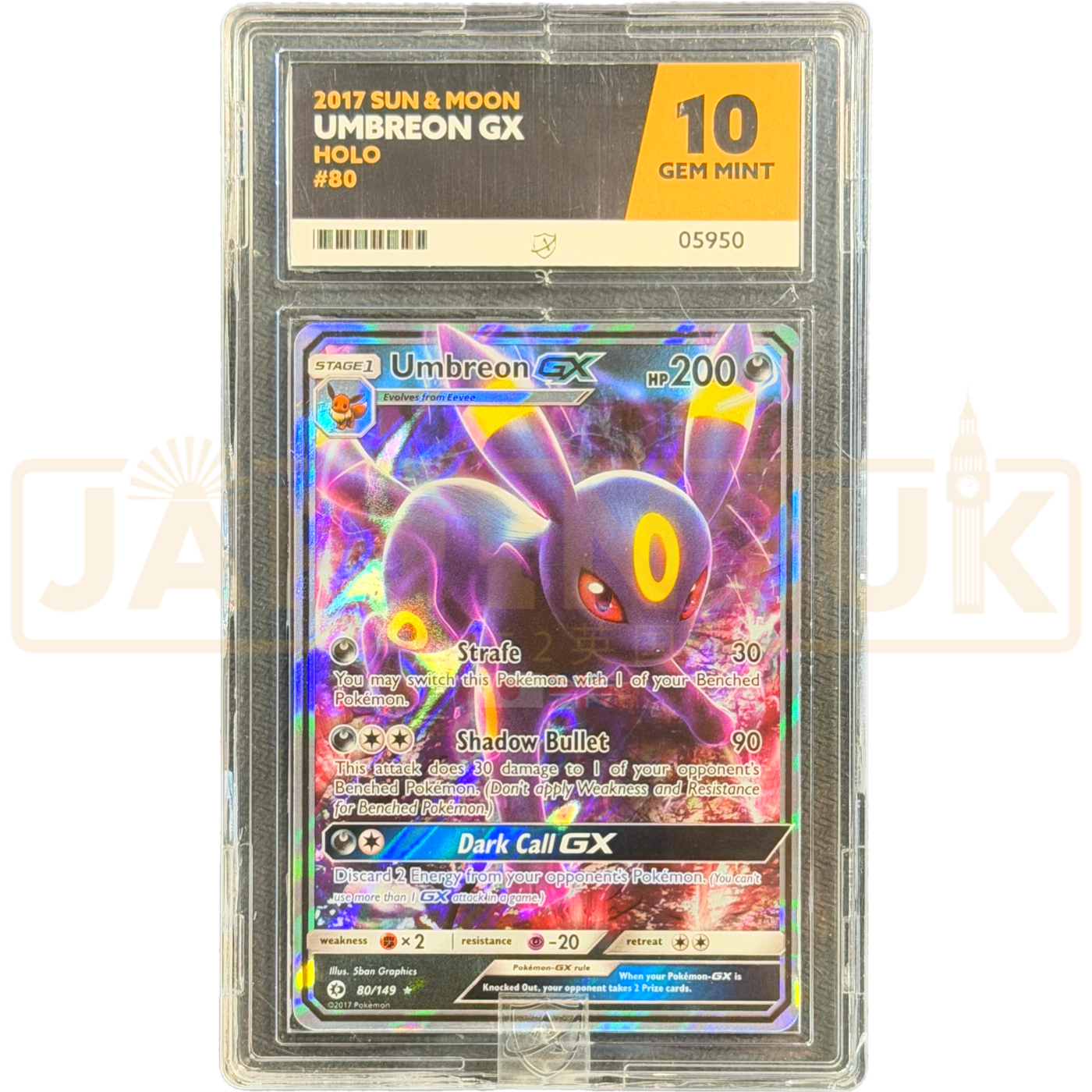 Pokemon Umbreon GX Sun & Moon 80/149 English Graded Card ACE 10 #05950