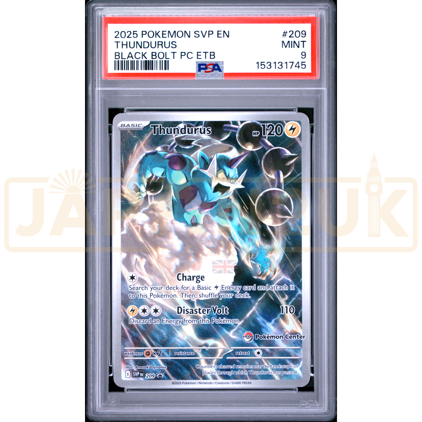 Pokemon Thundurus Holo Black Bolt Pokemon Center Elite Trainer Box Promo SVP EN 209 English Graded Card PSA 9 #153131745