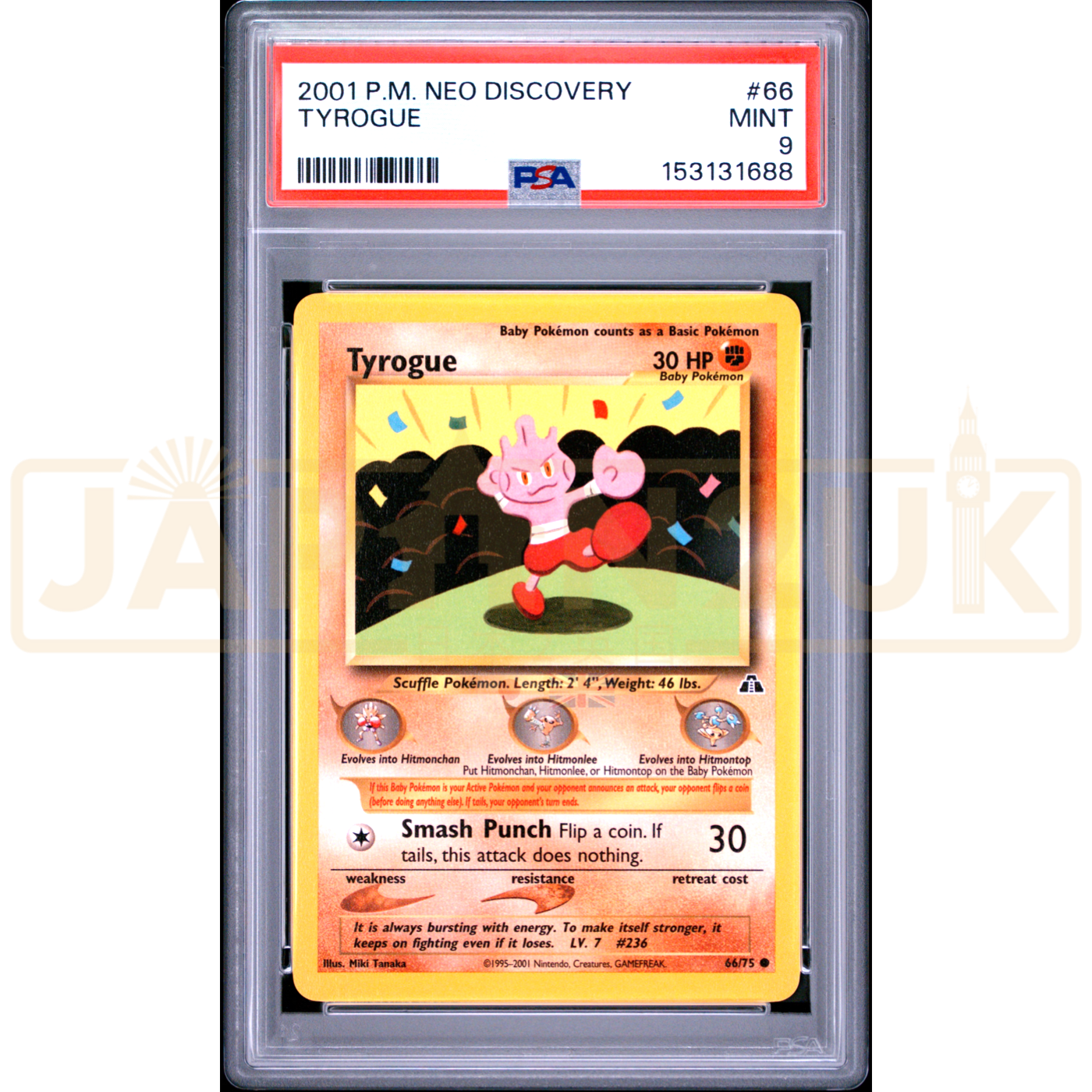 Pokemon Tyrogue Neo Discovery 66/75 English Graded Card PSA 9 #153131688