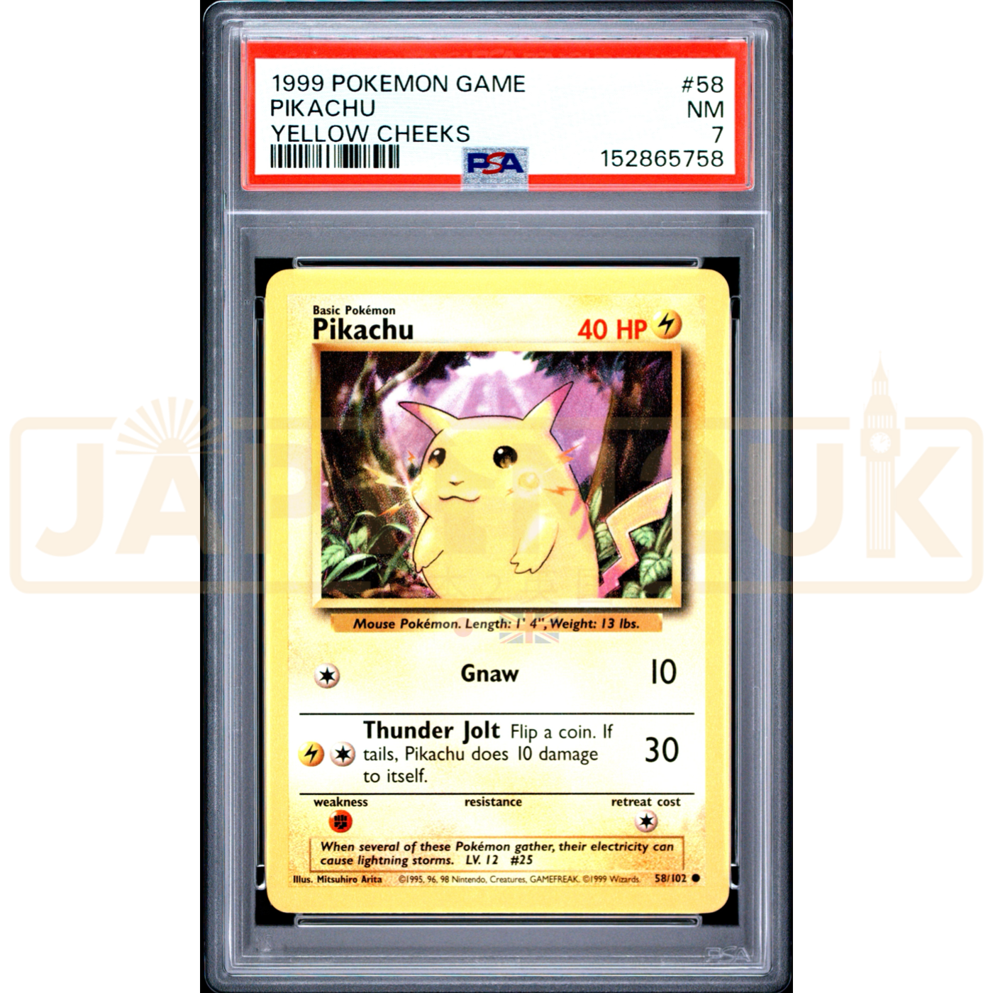 Pokemon Pikachu Base Set 58/102 English Graded Card PSA 7 #152865758