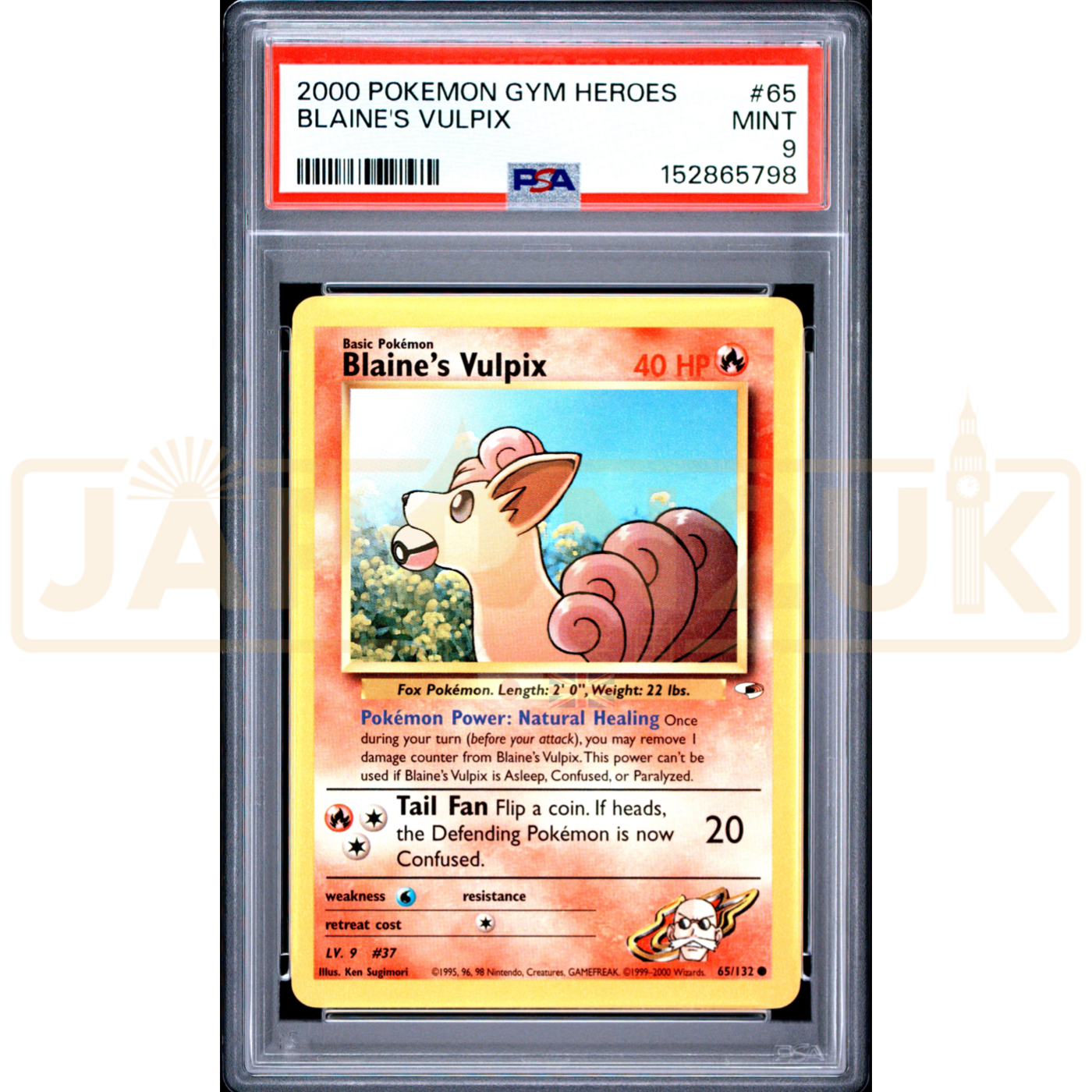 Pokemon Blaine's Vulpix Gym Heroes 65/132 English Graded Card PSA 9 #152865798