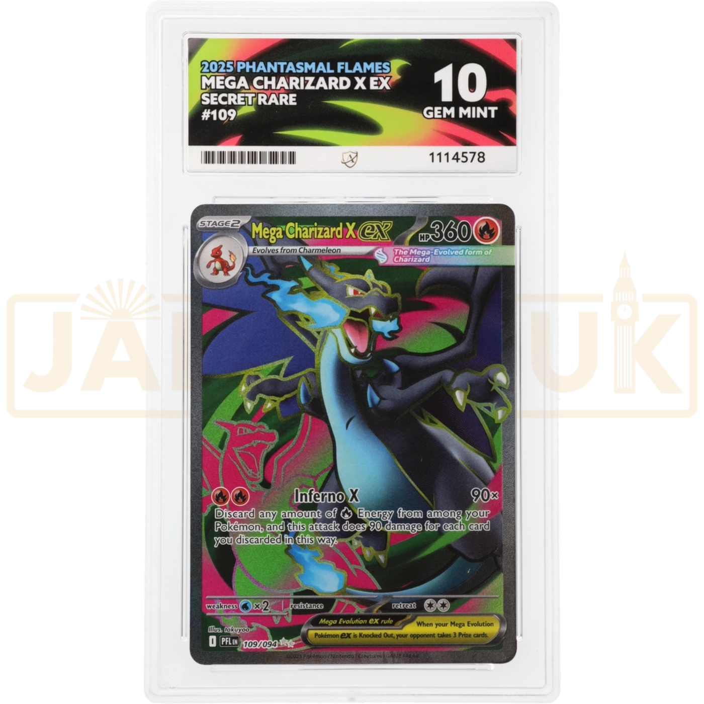 Pokemon Mega Charizard X ex SR Phantasmal Flames PFL EN 109/094 English Graded Card ACE 10 #1114578
