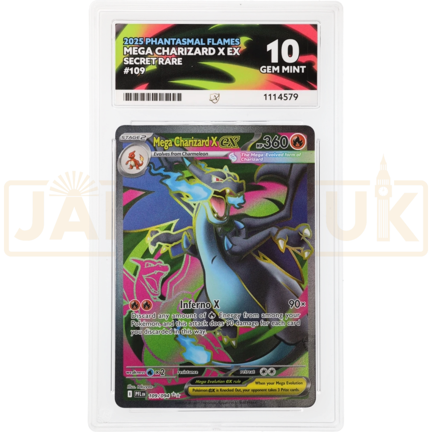 Pokemon Mega Charizard X ex SR Phantasmal Flames PFL EN 109/094 English Graded Card ACE 10 #1114579