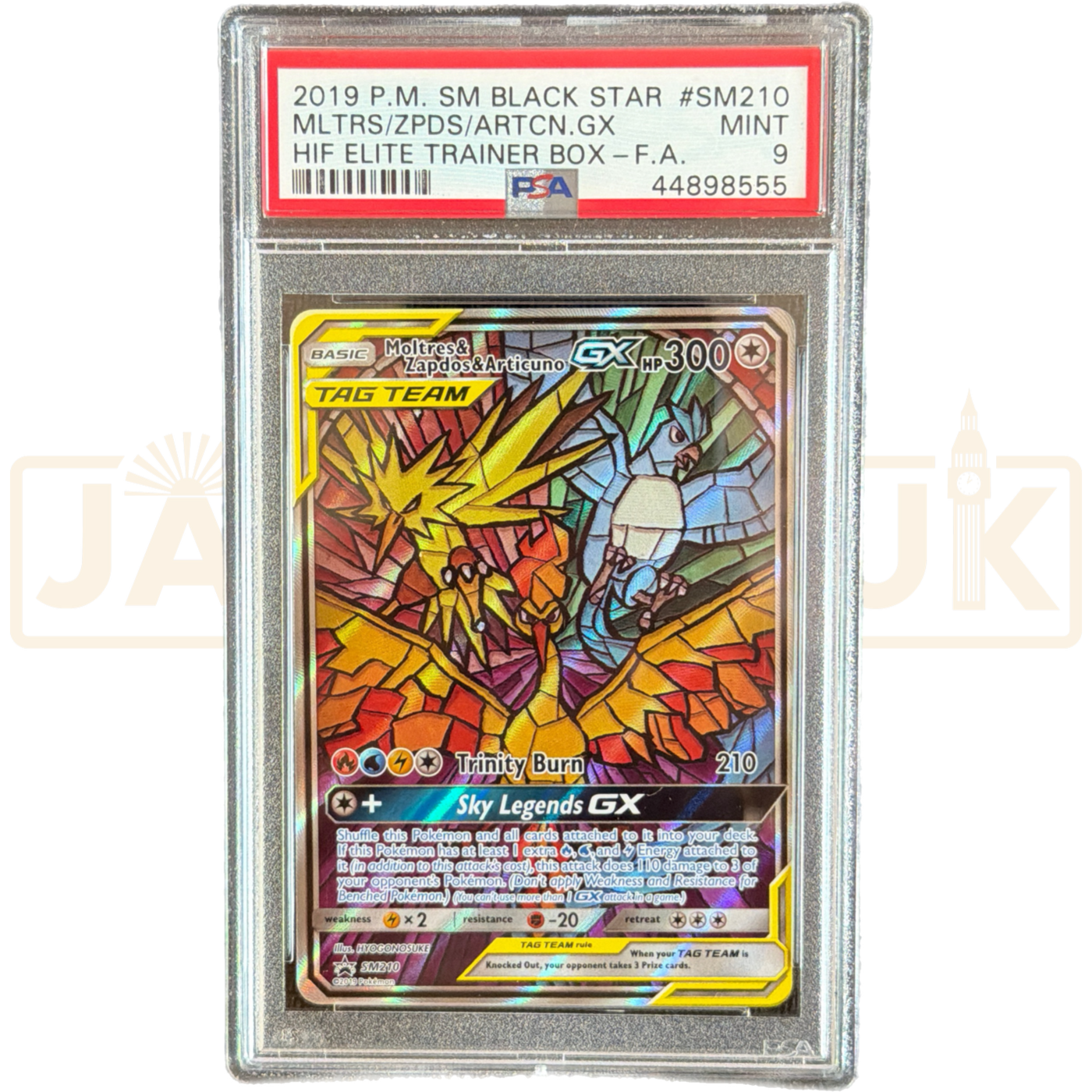 Pokemon Moltres/Zapdos/Articuno SM210 Hidden Fates Elite Trainer Box Promo English Graded Card PSA 9 #44898555