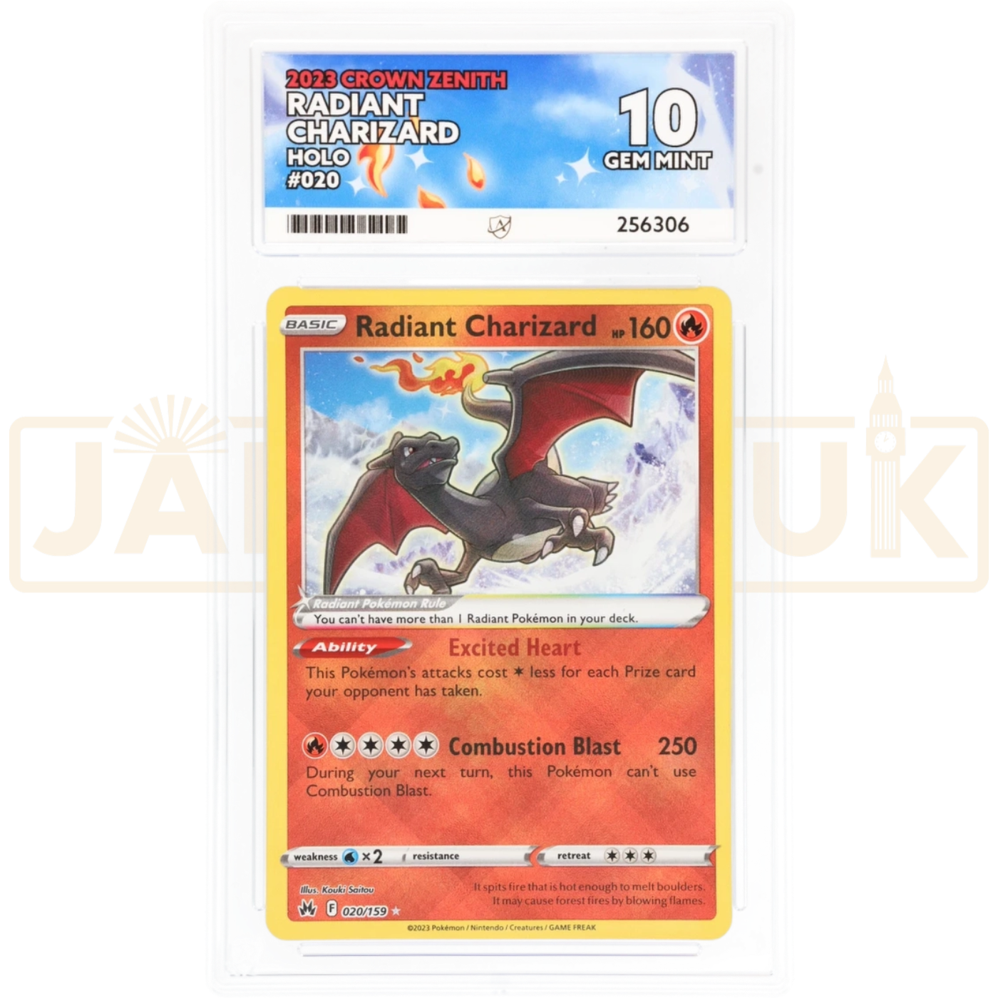 Pokemon Radiant Charizard Holo Crown Zenith 020/159 English Graded Card ACE 10 #256306