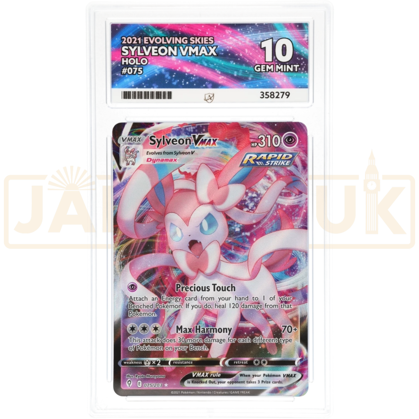 Pokemon Sylveon VMAX Evolving Skies 075/203 English Graded Card ACE 10 #358279